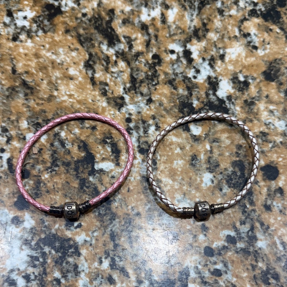 Pandora Pink and Silver Braided Bracelets